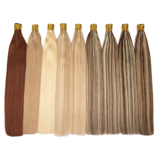 Natural Blonde I-Tip Human Hair Extensions – 50 Strands Keratin Fusion